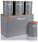 HOCHSTE Kitchen Storage Tins 5pcs Canister Set Bamboo Lid Bread Bin Tea Coffee Sugar Jar Round Grey 20