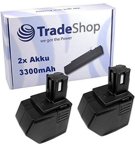 Trade-Shop Lot de 2 batteries Ni-Mh de qualité supérieure pour Hilti SFL 12, SFL 12/15 Flashlight, SF121, SF121-A, SID, SID 121, SID 121-A, 389645 12 V / 3300 mAh