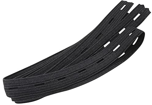 Lochgummiband - Knopflochgummi in 13 mm Breite - 1, 2, 5, 10 oder 25 Meter Länge in schwarzer Farbe (1 Meter)