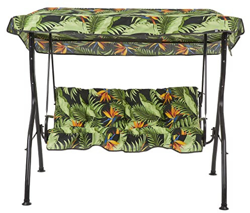 PATIO Hollywoodschaukel klein Balkon Luna/Kate Sitzfläche 125 cm mit Auflagen verstellbares Sonnendach bis 210 kg belastbar Pflanzenmuster