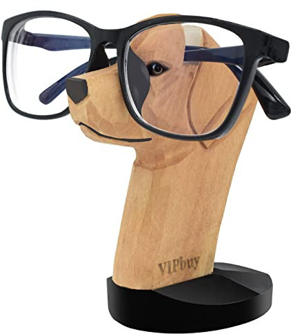 VIPbuy Handgemachte Form Holzschnitzbrille Brillenhalter Ständer Sonnenbrillen Präsentationsständer Home Office Schreibtischdekoration (Labrador Retriever)