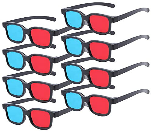 Rot-Blaue 3D-Brille, 3D-Betrachtungsgläser für die Betrachtung 3D-Filme/Spiele und Bilder in rot-blauen Formaten, kompatibel mit Fernsehern/Projektoren Etc. Heimkino-Brille 8pcs