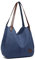 KONO Damen Canvas Schultertasche Vintage Hobo Handtasche Umhängentasche Shopper Tasche für Arbeit Schule Reise(Navy)