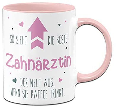 Tassenbrennerei Tasse mit Spruch - So sieht die beste Zahnärztin der Welt aus, wenn sie Kaffee trinkt - Kaffeetasse lustig als Geschenk für Kollegen, Kollegin (Zahnärztin)