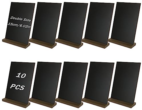 SHUESS 10 Pcs Chalk Board - 22 x 15.3 cm Blackboard - Double Sided Chalkboard - Mini Chalkboard Signs with Stand for Food Labels, Message Signs, Party Table Decoration