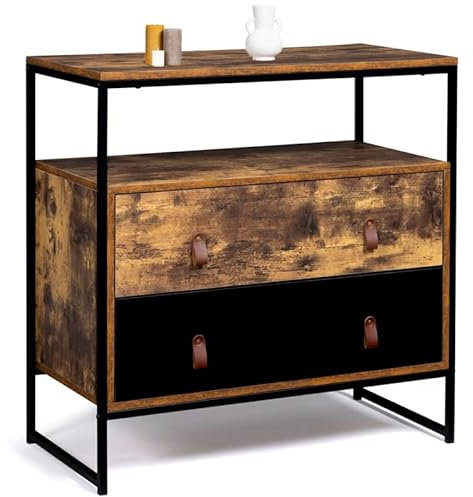 IDMarket - Kommode Schubladenschrank mit 2 Schubladen, Möbel Chicago Industriedesign