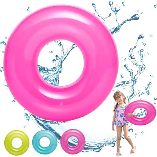Anillo de natación inflable rosa, anillos de natación para fiesta de piscina de verano para niños