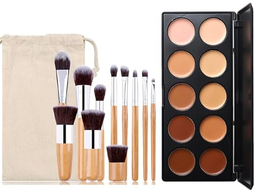 Palette Correttori Colorati, MKNZOME 6 Colori Contouring Viso Crema Correttore Occhiaie e Pennelli Trucco Palette Contouring Impermeabili a Lunga Durata Set Trucchi Regalo per Donne Ragazze