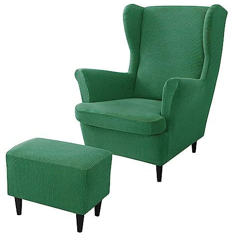 rackbone Ohrensesselbezüge, Ohrensessel-Bezug und Ottoman-Hocker-Bezug Sofabezug mit elastischem Band waschbarer Sessel-Schutzbezug für Wohnzimmer,17