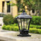 Mengjay Schwarz Außen Pollerleuchten Sockelleuchte Retro Wegeleuchten Aussen Antik E27 Wasserdichte IP44 Aluguss Glas Lampenschirm Garten Pfad Terrasse Hof Boden Säulelampe.