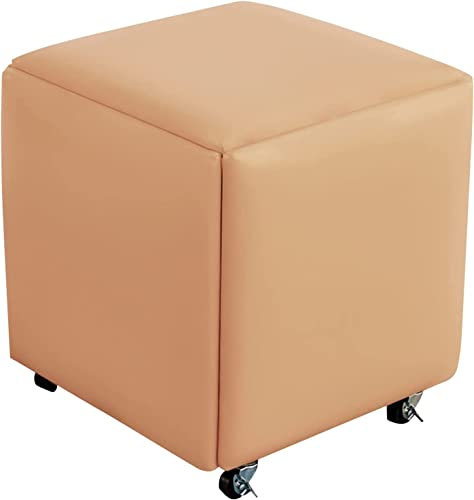 ZUMAHA Stapelbare Hocker Wasserdichter und schmutzabweisender Leder-Fußhocker Bank-Fußhocker mit Rollen Belastbar und stabil