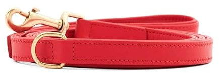 William Walker Leder Hundeleine rot – 3-Fach verstellbar (S-XXL | 230 cm Länge | 2 cm Breite | Für mittelgroße & große Hunde | Rindsleder & Messing | Handarbeit & pflegeleicht