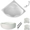 ECOLAM Baignoire d'angle symétrique SELMA 150 x 150 cm + tablier en acrylique | oreiller Mare | pieds siphon | set complet