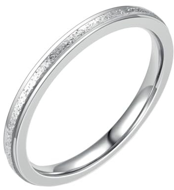 Epinki Trauringe Frauen 2MM, Matt Pärchenringe Bandring, Edelstahl Ringe Silber für Frauen, Gr.54 (17.2)