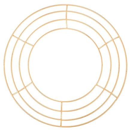 F Fityle Draht-Kranz-Rahmen, Eisen-Blumenkranz-Rahmen, Eisen-Kreis-Kranz, Reifen-Kranz-Ringe für Hochzeit, Valentinstag, Neujahr, Heimdekoration, Gold 40cm