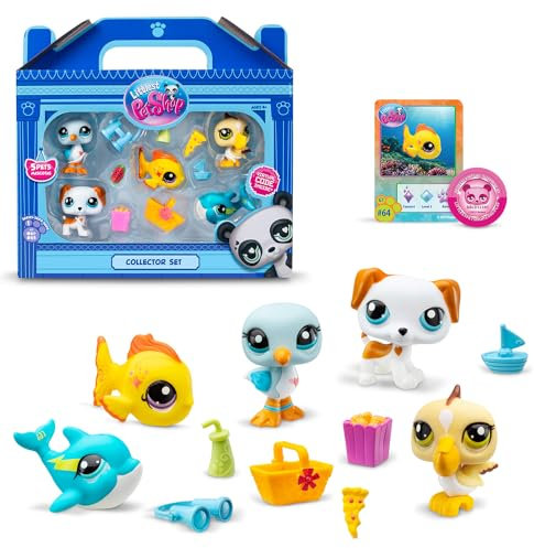 Littlest Pet Shop - Sammler-Set Strandthema - 5 Tiere und Zubehör - Offizielle Lizenz - Set LPS mit niedlichen Tierfiguren - Mini Tierfiguren - Spielzeug für Kinder ab 4 Jahren - BF00517