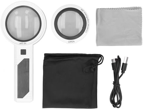 Lupe mit Licht, 8-Fach, 5-Fach, 20-Fach Beleuchtete Handlupe für die Leseinspektion