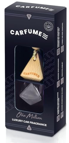 Carfume Original One Billion Car Air Freshener | Premium Leathery Whitewood & Cinnamon Fragrance | Luxury Black Recyclable Scented Diffuser For Men - Odour Eliminator - UK Made Car Accessories