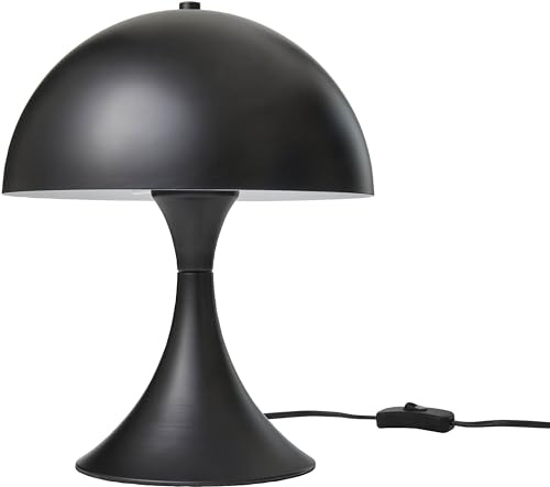Northpoint LED Design Tischleuchte aus Metall warmweißes Licht Schnurschalter inklusive energieeffizientes E27 LED Leuchtmittel Matt schwarz Curved