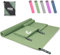 Pfloge® Mikrofaser Handtuch 3er Set, 180x80cm Microfaser Handtücher Groß+ 2 Stück 80x40cm Klein Fitness Handtuch, Farbecht Mikrofaser Badetuch, für Fitness, Sauna,Strand, Reise(Dunkelgrün)