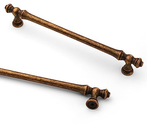 Coinkoly UK0001 - Paquete de 10 tiradores de latón envejecido de 192 mm para armarios de cocina, cajones y armarios de cocina