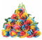 7 rose artificiali, rose finte arcobaleno, fiori artificiali, con steli, rose artificiali artificiali in seta, per casa, giardino, feste, hotel, ufficio, decorazione