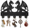 MAYJOYDIY Porte-manteau mural en forme de dragon en bois pour clés 30 × 20 cm, double dragon animal, crochets muraux décoratifs 5 crochets en alliage noir