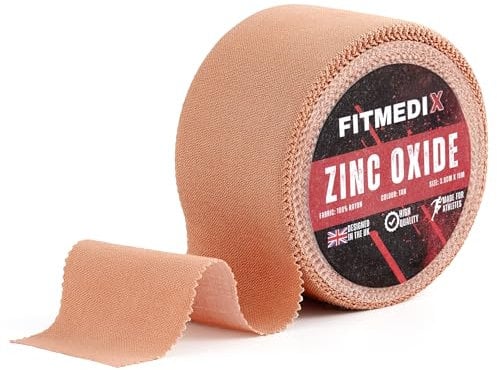 Zinc Oxide Tape - 3.8cm x 10m (Tan) - High Strength Sports Tape - Plantar Fascia, Wrist & Knee Tape - Blister Prevention Tape - Athletic Tape & Ankle Tape for Netball, Football, Rugby | 1 Roll