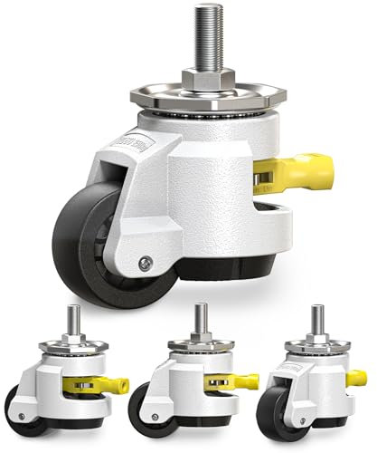 HOLKIE Ruote girevoli con stelo Set di 4 carichi pesanti, ruote retrattili M12 e 1/2 e dimensioni della vite, ruote regolabili per mobili, banchi da lavoro, macchine, capacità totale 1000 kg