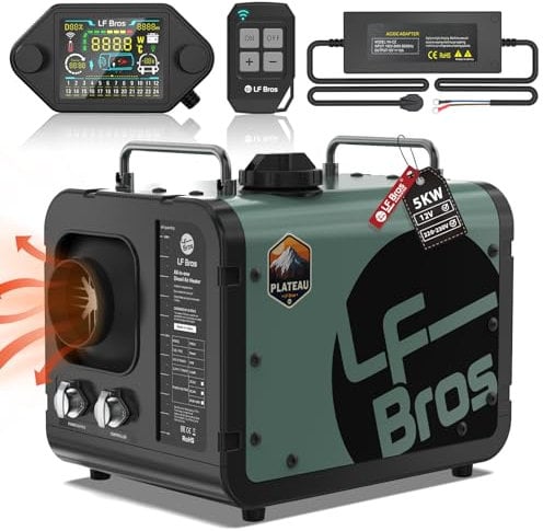 LF Bros Diesel Air Heater 5kw, 12V/230V Plateau Version Parking Diesel Heater, Portable Diesel Heater with Timer LCD Switch for RV, Car, Truck, Tent, Boat, Garage