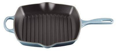 Le Creuset Sartén skillet cuadrada grill de hierro fundido, 26 cm, Chambray, 20183264340422