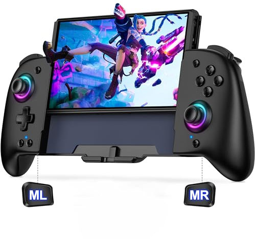 Enhanced Programmable Wireless Switch Controller Replacement for Nintendo Switch/OLED, One-Piece Nintendo Switch Pro Controller with Auto Turbo/Vibration/Precise Motion Control/Wake-Up