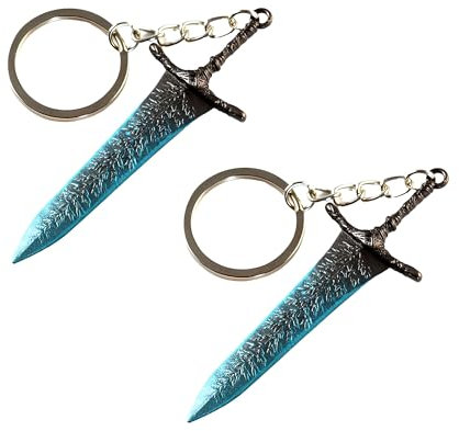 MIAOWR Elden Dark Moon Greatsword Schlüsselanhänger, 2Er Set, 10Cm, Vollmetallmaterial