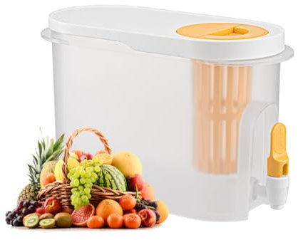 Dispensador de Agua Fria y Bebidas con Grifo para Nevera de 4 Litros | Deposito Agua Nevera ideal para Agua, Infusiones o Zumos, Botella Agua Nevera con Grifo, Garrafa Agua con Grifo, Tamaño Compacto