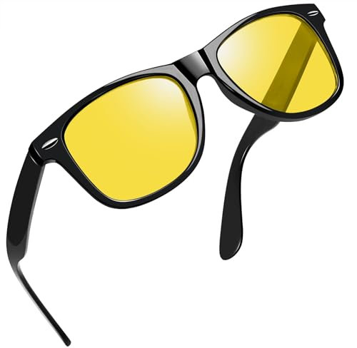 Joopin Square Night Driving Glasses Glossy Black Frame Yellow Sunglasses Night Sight Shades for Men Women UV400 Protection Sun Glasses Nighttime