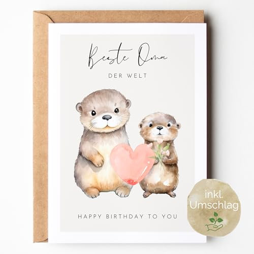 loulala® Otter Geburtstagskarte (Happy Birthday Oma)