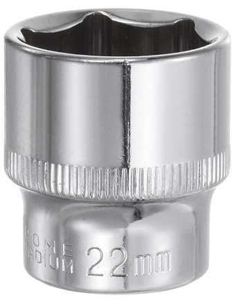 Sourcing Map 6-Point 3/8 Drive 22mm Deep Socket, 1.3 Length, 45# Steel, Polished Chrome, Square Drive, Auto Repair, DIY, Construction