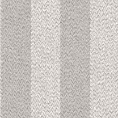 CROWN M1872 Harris Stripe Luxury Textured Wallpaper, Soft Grey