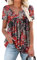 CHICZONE Ladies Tunic Tops for Leggings Short Sleeve Pleated V Neck Buttons Up Blouse Henley
