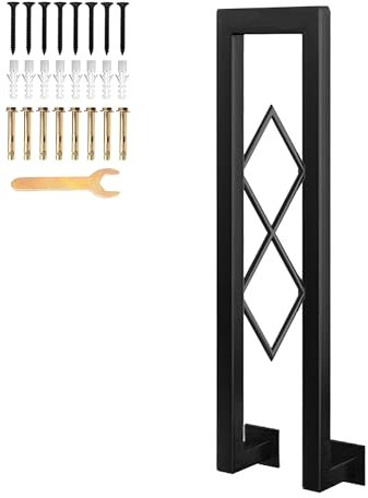 SCGSJZH Treppengeländer U-förmiger Eisenhandlauf, Modernes Diamant-Dekorationsgeländer, 75-110 cm Korridor-Sicherheitsstützstange, Brüstungsgeländer für Veranda, Balkon, Innen, Außen (Schwarze, 95cm)