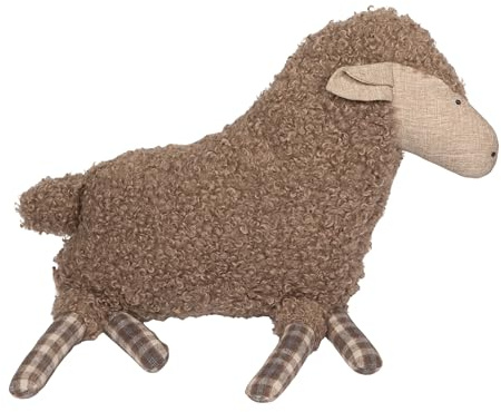 Creative Co-Op Faux Sherpa Sheep Shaped Pillow, Brown