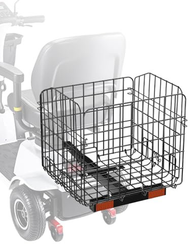 VEVOR Elektromobil Hinterkorb, faltbarer Metalldrahtkorb, robuster und geräumiger Gepäckkorb, funktioniert mit 2,54 cm Empfänger, kompatibel mit den meisten Mobilitätsrollern von Golden, Drive & Pride
