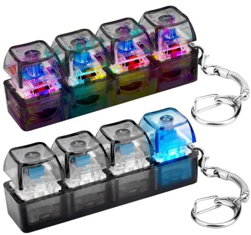 Dandin 2 Pcs Keyboard Fidget Toy, Fidget Toys for Adults, Fidgets Keychain Keyboard Clicker with LED Light, Anxiety Relief for Adults, Stress Relief Toys Decompression Gift 3D Printed