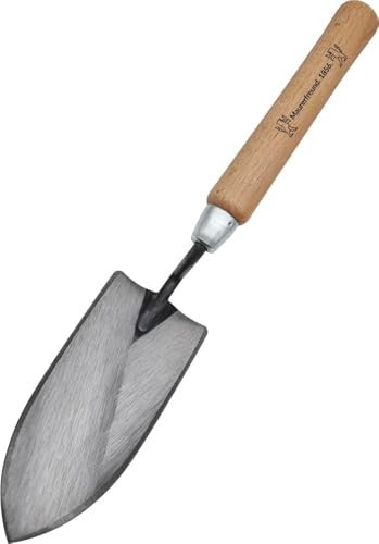 Blumenkelle | extra Langer Griff aus Buchenholz | hochwertiger Kohlenstoffstahl | 270 Gramm | Gartenwerkzeug | Made in Germany | maurerfreund