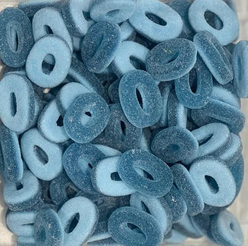 1kg Yummy Gummy Blue Raspberry Rings – Fizzy Sour Candy Tub – Bulk Party Sweets – Halal Certified – Pick & Mix, Gift Jars, Sweet Tables