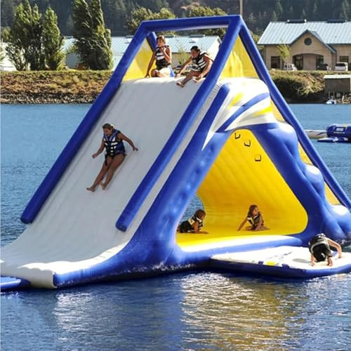 Aufblasbare Wasserrutsche mit Kletterturm und Trampolin, strapazierfähiges PVC für Wasserspaß im Freien in Parks und an Stränden