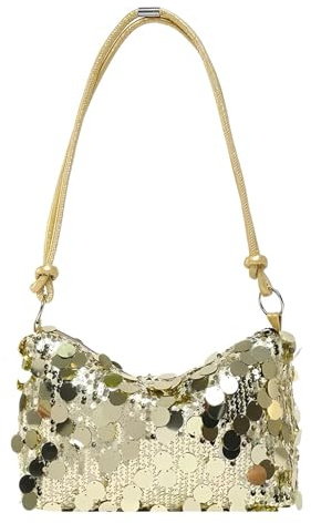 CHUANFU Pochette Donna Glitter, Glitterata Borsa da Sera Elegante, Paillettes Borsetta Borse a Spalla, per Balli Feste Matrimonio Cerimonia, Oro