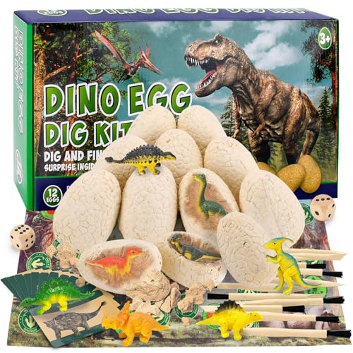 BBWELL Dino Ausgrabungsset für Kinder – Dino Eier zum ausgraben, Dinosaurier Spielzeug, Archäologie-Set mit Werkzeugen, ideales Geburtstags