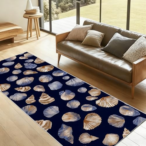 YGcegcia Muscheln Meereslebewesen Maritim Läufer Teppich 60x180 cm Waschbar