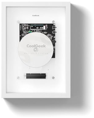 CoolGeek Lettore CD verticale M1 da parete o scrivania, design artistico industriale trasparente, trasmettitore CD Hi-Fi Bluetooth (altoparlante esterno richiesto), batteria ricaricabile 8 ore